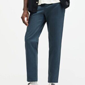 All Saints Walde Chino Pants Worker Blue Skinny Leg Button Fly Khaki Twill 30